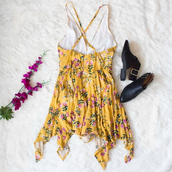 Mustard Yellow Floral Print Romper Playsuit! - Picture 2 of 3